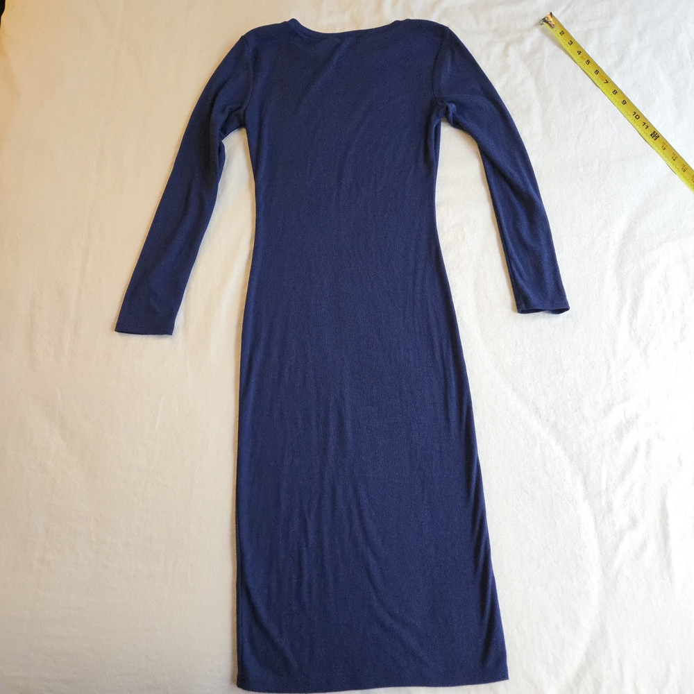 Lulus Connelly Navy Blue Ribbed Long Sleeve Bodycon Midi Dress - Picture 11 of 13